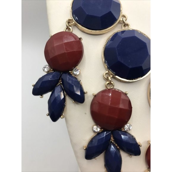 Simple Addiction‎ Necklace, Blue  RED Acrylic Faux Stones, Rhinestones cluster - Picture 2 of 7